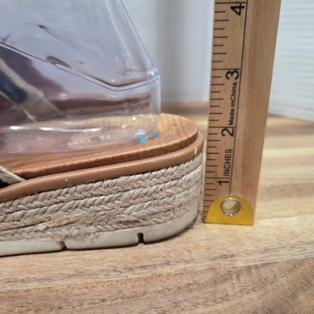 Baretraps Bliss Platform Slide Sandals Women 8.5M Black Cream Striped Espadrille - Picture 4 of 13